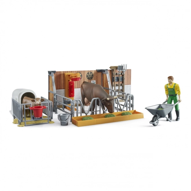 Stal voor vee met figuren en accessoires