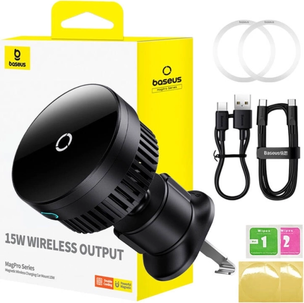 Baseus magnetische telefoonhouder voor in de auto met draadloos laden 15W