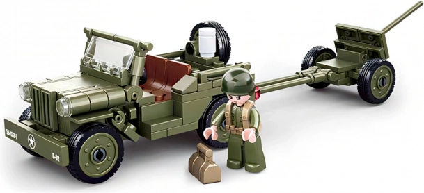Sluban Army WW2 geallieerde jeep met luchtafweergeschut – bouwset