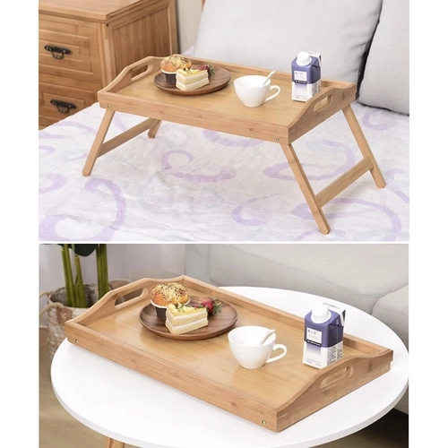 Opvouwbare bamboetafel voor bed met laptopfunctie