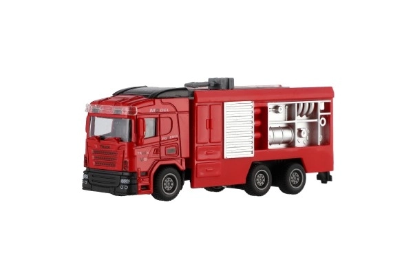 Brandweerauto plastic 13-16cm met terugtrekmotor 3 soorten 12 stuks in doos