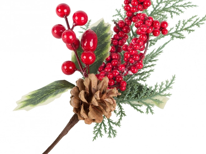 Kersttafeldecoratie met lijsterbes en dennenappel