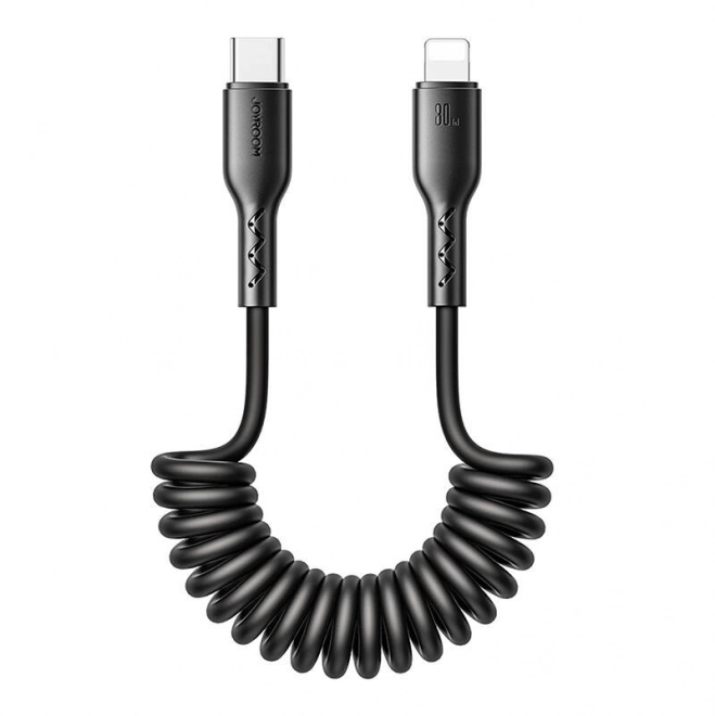 Snel-oplaadkabel voor auto Joyroom Type-C naar Lightning Easy-Travel-serie 30W 1,5 m, gewikkeld (zwart)
