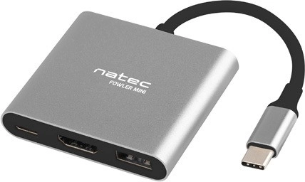 NATEC Fowler Mini – USB‑C multiportadapter met HDMI 4K, USB 3.0 en PD 60 W