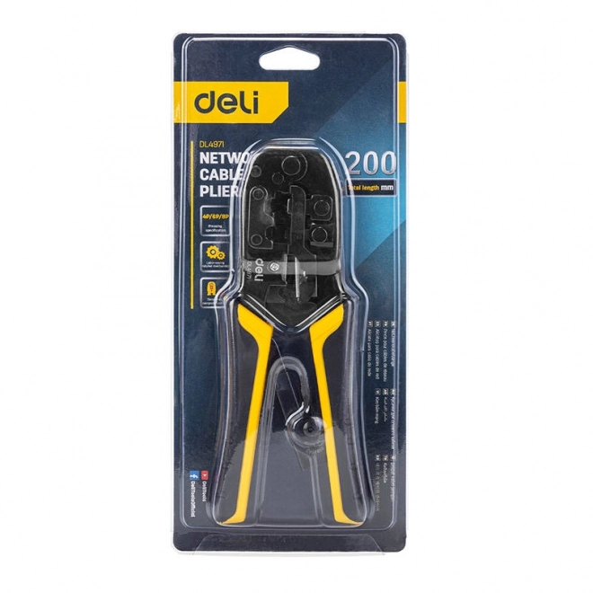 Deli Tools EDL4971 Krimptang voor ethernetstekkers, 4/6/8P, RJ45/RJ14/RJ12/RJ9