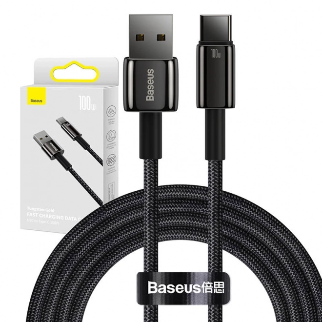 Kabel Baseus Tungsten Gold USB naar USB-C, 100 W, 2 m zwart