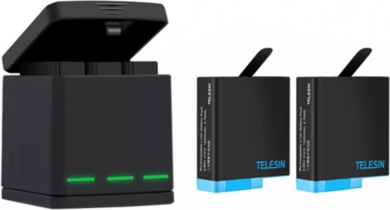Telesin drievoudige oplader met 2 batterijen voor GoPro Hero 8