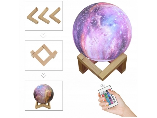 Nachtlamp GALAXY 3D met gekleurd RGB-verlichting + afstandsbediening