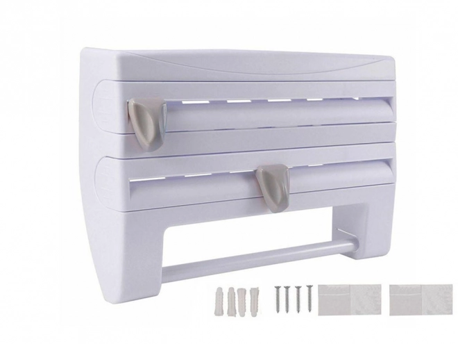 Dispenser voor folies en papieren handdoeken 4-in-1