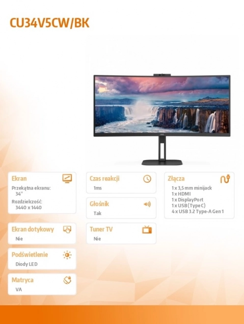 Gebogen monitor AOC CU34V5CW 34"