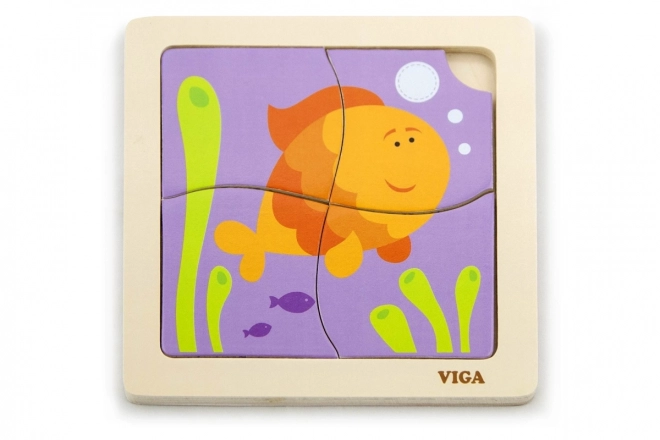 VIGA Houten puzzel Vissengraat 4 stukken