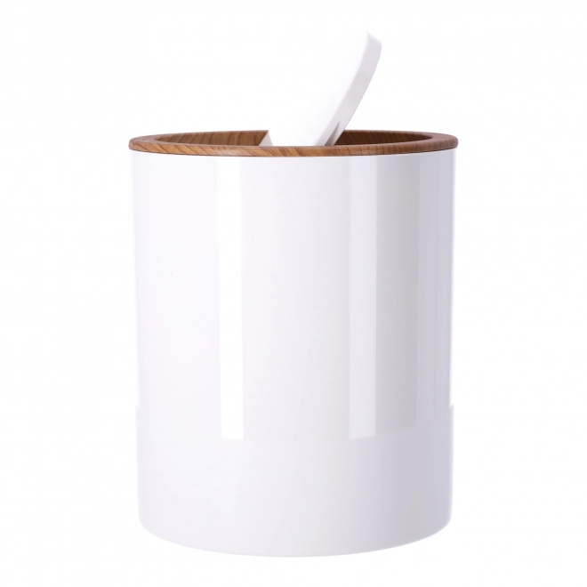 Set van 5 badkameraccessoires BERRETTI, wit + hout