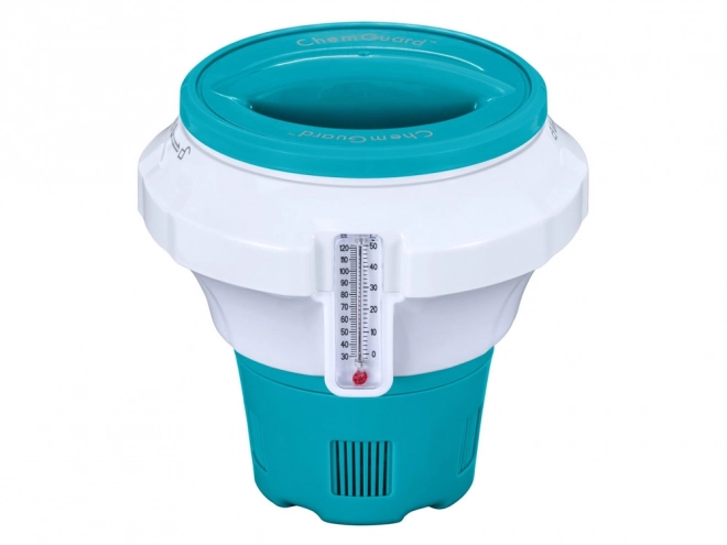 Vlotterende chemiedispenser voor zwembadwater met thermometer