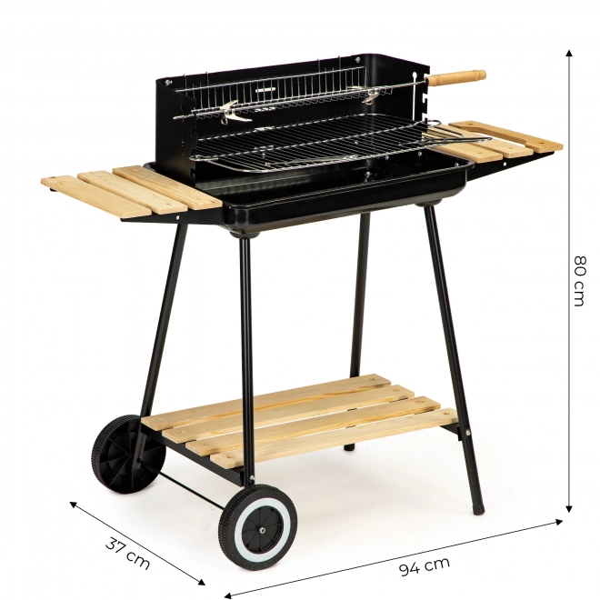Tuinbarbecue voor houtskool met verstelbare rekken en 2 draagbare roosters