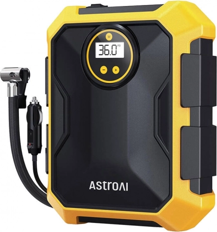 ASTROAI 12V luchtcompressor, 100 PSI, geel