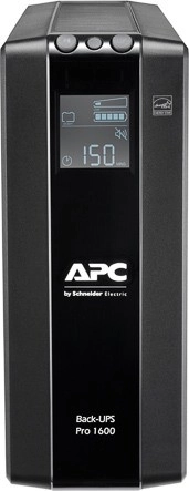 APC Back‑UPS Pro 1600 VA met AVR en LCD, 8× C13