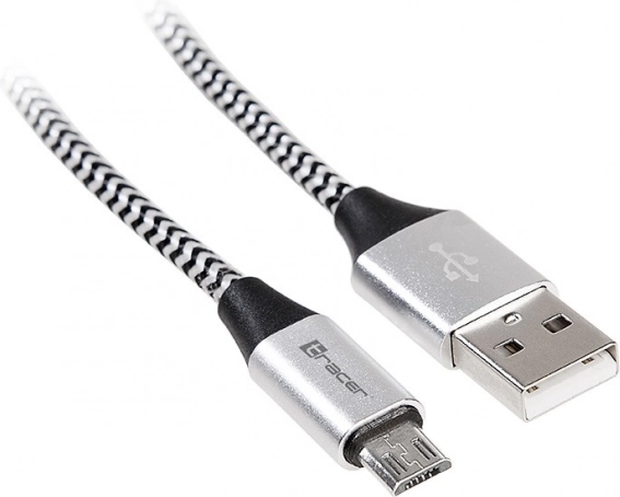 USB-kabel 2.0 AM‑micro 1 m zwart‑zilver