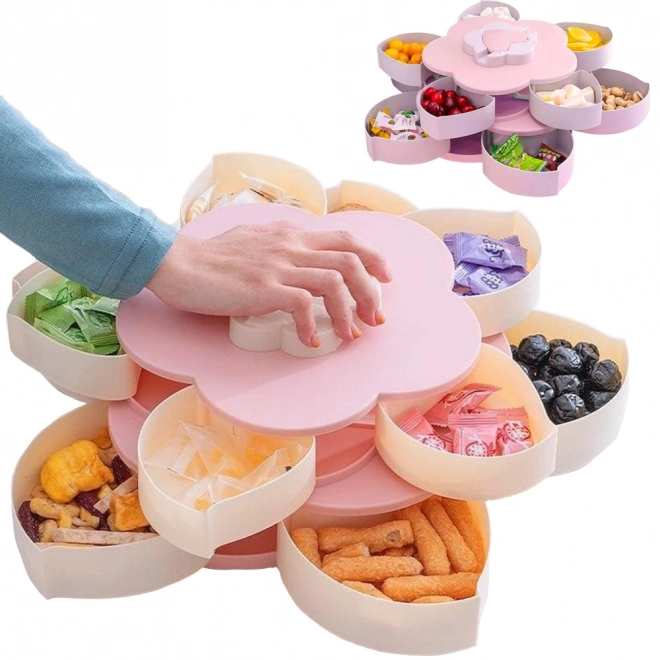Draaiende organisator voor snacks 2-in-1 met telefoonhouder