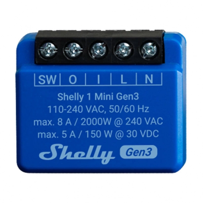 Controller Shelly 1 Mini Gen3 met Wi‑Fi en Bluetooth