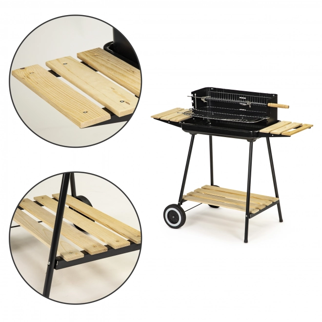 Tuinbarbecue voor houtskool met verstelbare rekken en 2 draagbare roosters