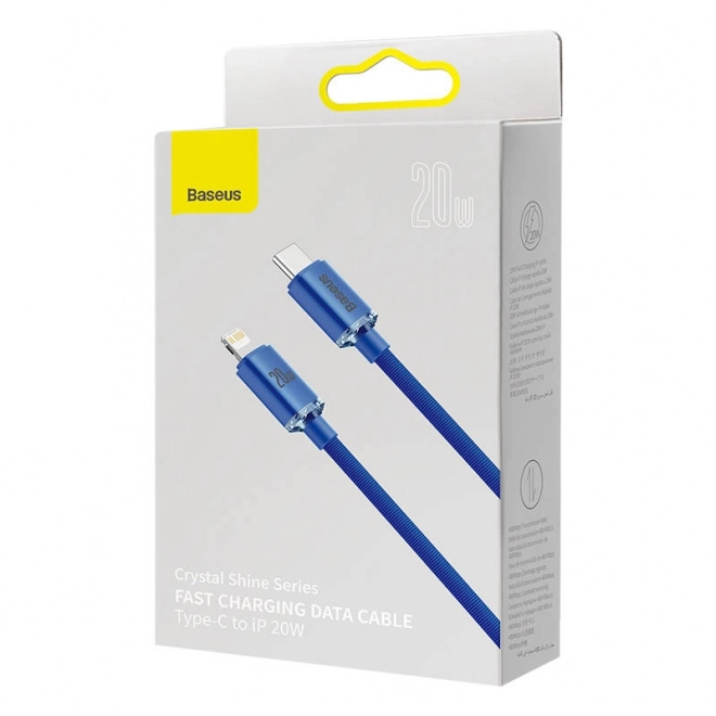 Baseus Crystal Shine kabel USB-C naar Lightning 20W PD 2m blauw