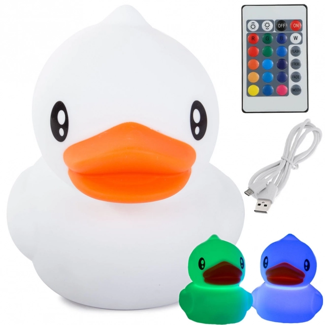 Silikonen nachtlampje voor kinderen in de vorm van een eend met RGB-kleuren en afstandsbediening