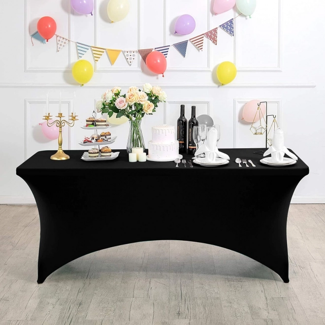 Universele elastische tafelkleed voor catering 180 cm zwart MultiGarden