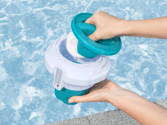 Vlotterende chemiedispenser voor zwembadwater met thermometer