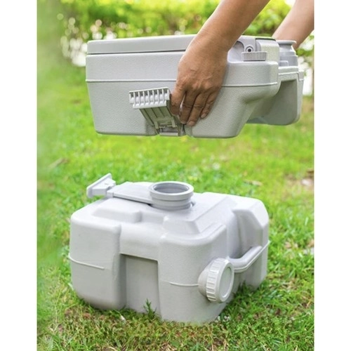 Trizand 24498 Draagbaar campingtoilet 20 + 12 l, grijs