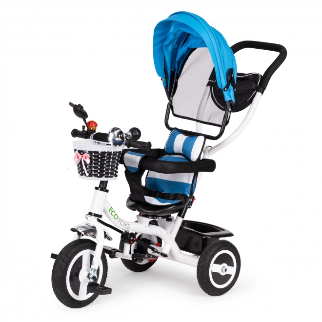 Driewieler, wielwagen, draaibaar blauw dak