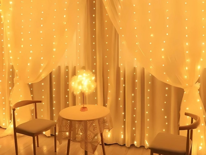 Kerstlichtgordijn 300 LED warm wit USB