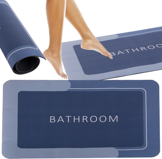 Snel drogende antislip badkamermat Bathroom 58 × 38 cm – blauw