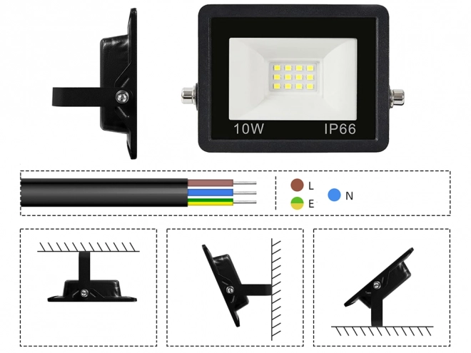 Buitenzijde LED halogeen schijnwerper 10W 6000K waterdicht