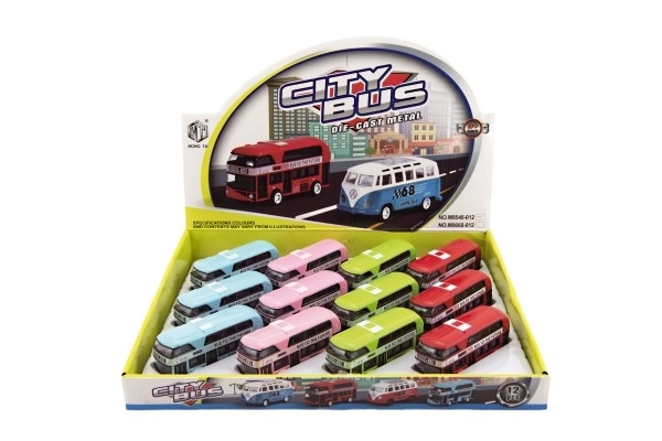 Dubbeldekker bus metaal/plastic op frictiemotor 9,5cm