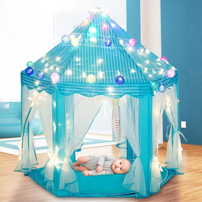 Hexagonale kinder tent voor binnen- en buitengebruik - blauw