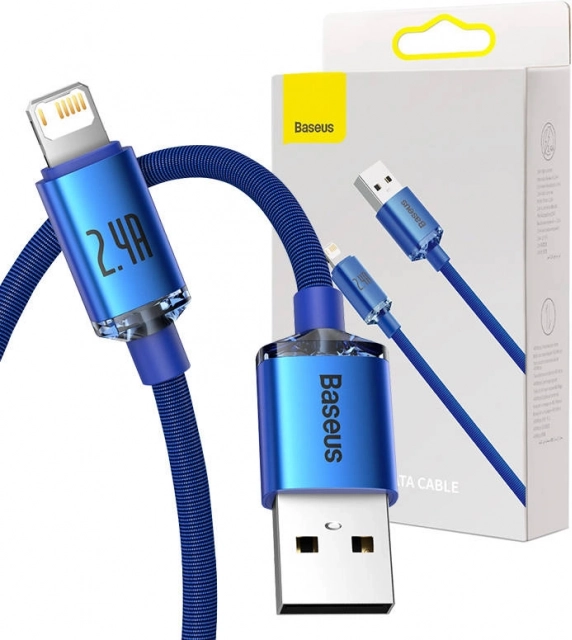 Baseus Crystal Shine-kabel USB naar Lightning 2,4 A 1,2 m – Blauw