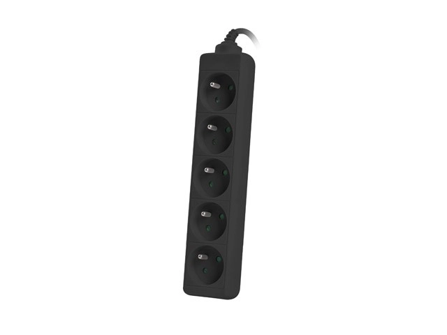 Verlengkabel 1,5m, zwart, 5 stopcontacten