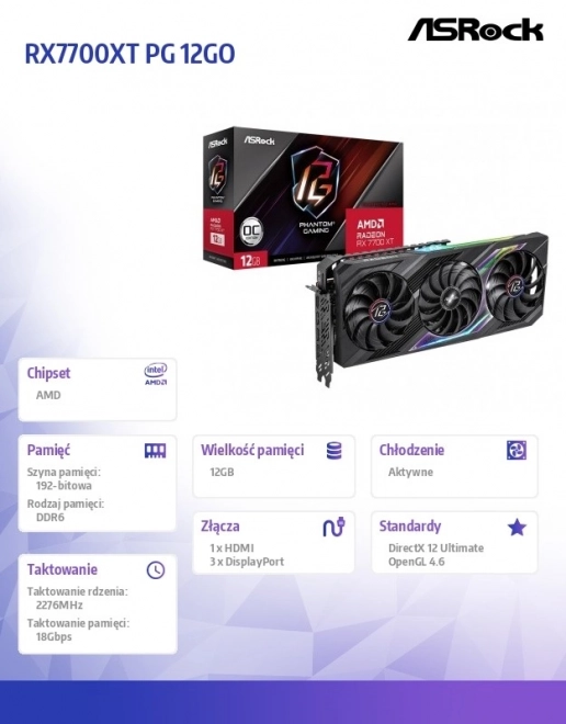 Grafische kaart AMD Radeon RX 7700 XT Phantom Gaming OC