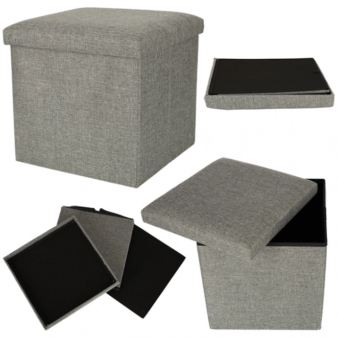 Grijze opvouwbare opbergpoef 38x38x38 cm