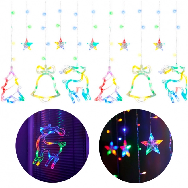 LED gekleurde gordijn met kerstmotieven - 2,5 m, 138 LED's