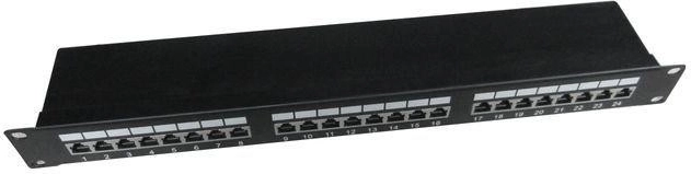 Patchpaneel 24 poorten 1U 19" Cat.5e met kabelorganisatie, zwart