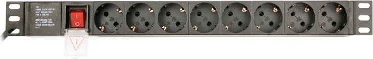 Acht Schuko-contactdozen in 1U