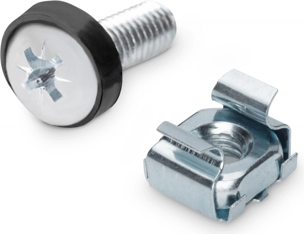 Montageschroeven M6 19,8 mm met moeren en ringen voor 10"- en 19"-racks, set van 50 stuks, zilverkleurig – DIGITUS