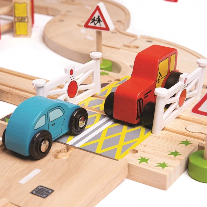 Bigjigs Rail Houten Treinbaan met Plattelandsweg 80 stuks