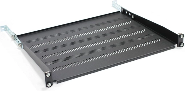 Verstelbare geperforeerde legplank voor 19" rack 1U, 483 × 350 mm, zwart