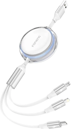 Foneng X113 kabel 3-in-1, 1,1 m, wit