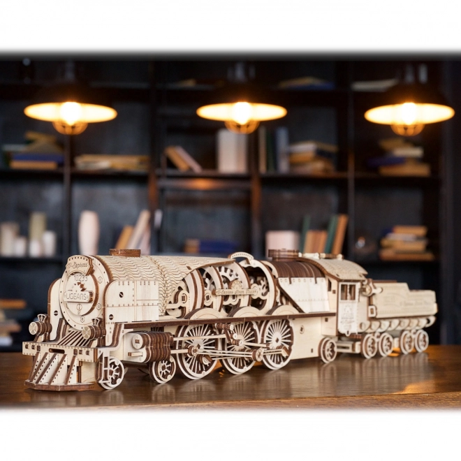 Ugears 3D puzzel - Locomotief V-express met wagon 538 delen
