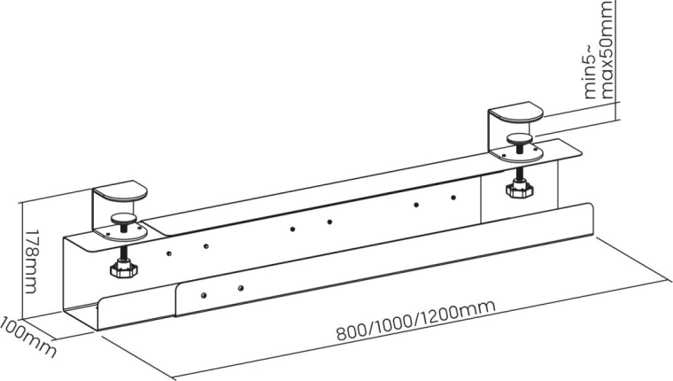 Verstelbare lengte 800/1000/1200 mm