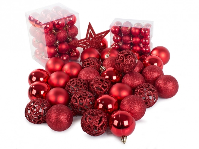 Kerstboomversieringen - set van 100 stuks met rode ster