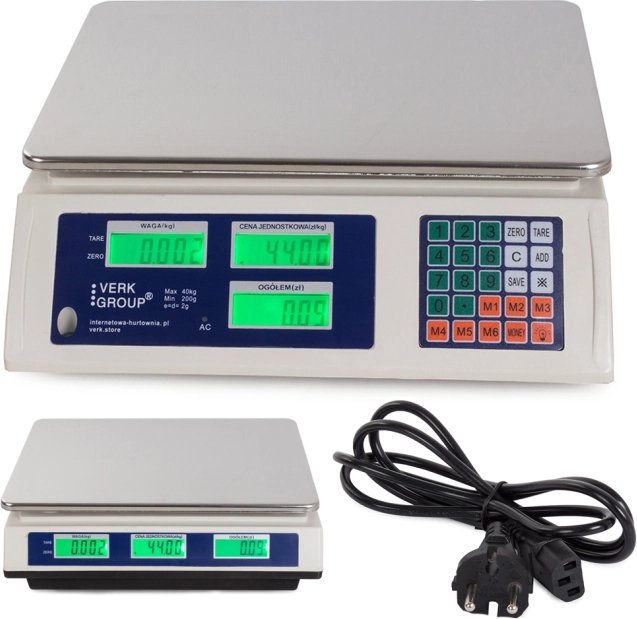 Elektronische handelsweegschaal met LCD-display 40 kg, nauwkeurigheid 2 g
